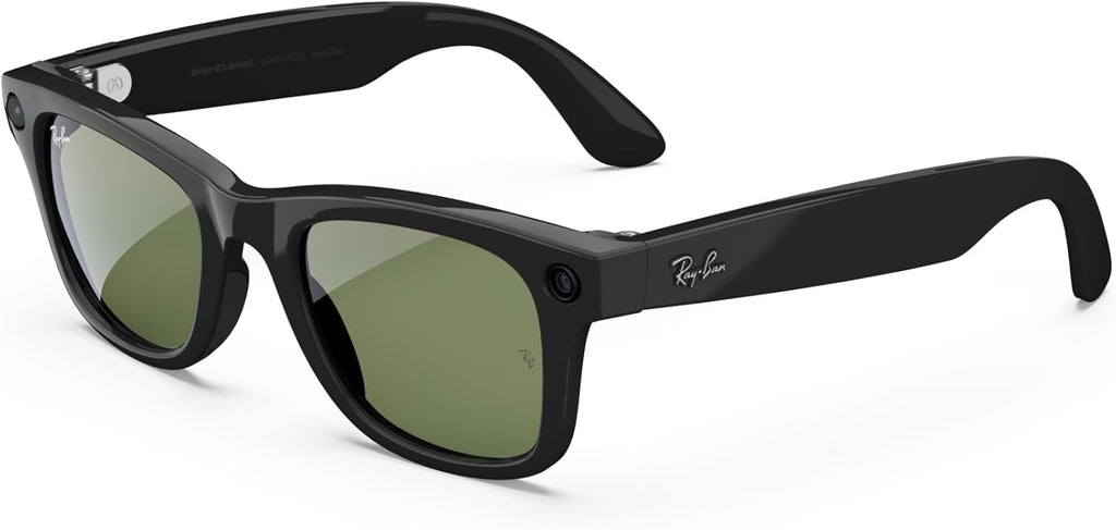 Ray-Ban Meta Glasses, Wayfarer Large - Shiny Black/G15 Green