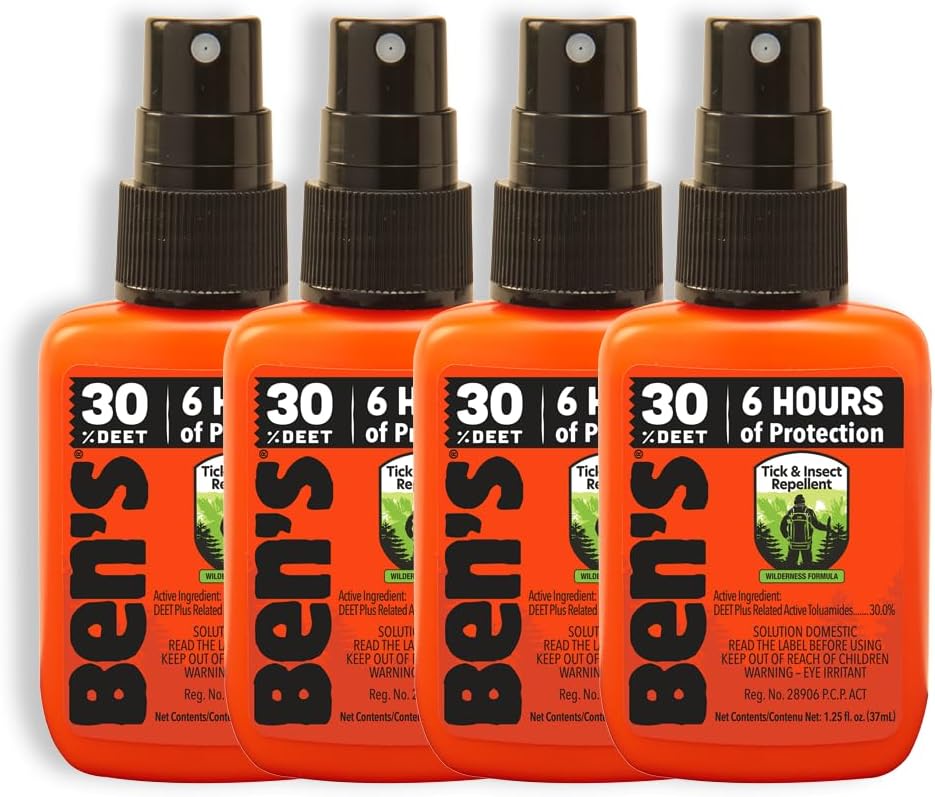 Ben's Répulsif anti-tiques et anti-insectes 30% DEET – Lot de 4 x 37ml Pompe