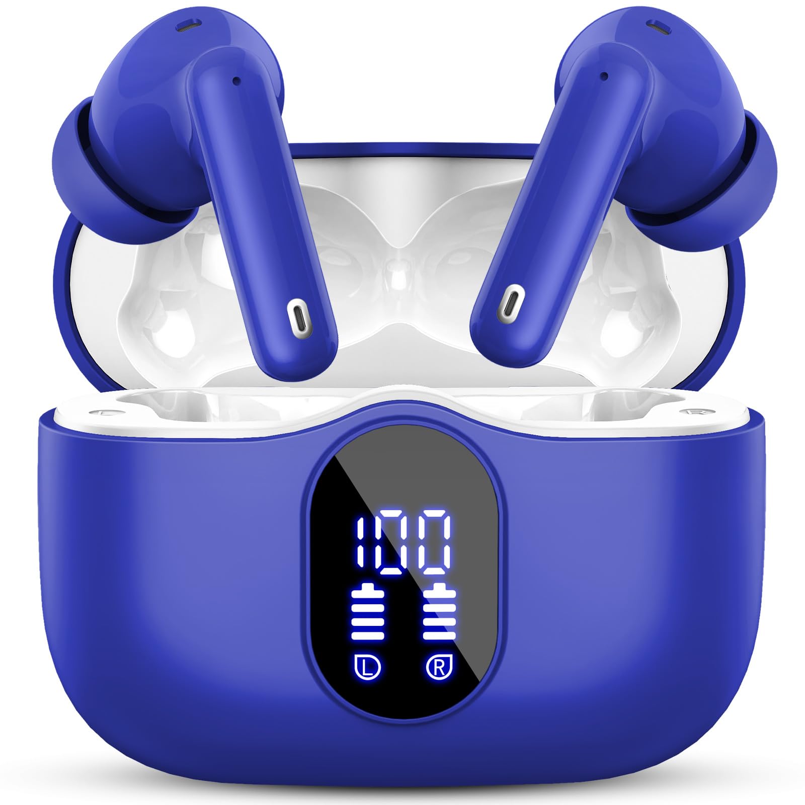 Écouteurs sans fil, écouteurs Bluetooth 5.4 avec Hifi Stéréo et micro antibruit ENC, étanchéité IP7, écouteurs intra-auriculaires à affichage numérique à DEL, à commande tactile, noir