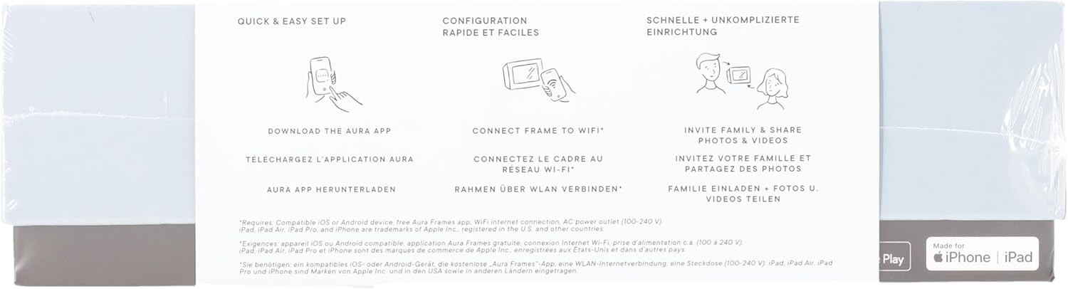 Aura Carver Mat WiFi Digital Picture Frame, 10.1”, Add Photos with Aura App, Free Unlimited Storage - Easy to Use - Plays Videos - The Best Digital Photo Frame - Gravel with White Mat