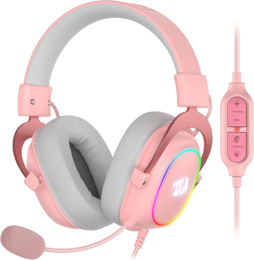 Redragon H510 Zeus-X RGB Pink Wired Gaming Headset - 7.1 Surround Sound - 53MM Audio Drivers in Memory Foam Ear Pads w/Reliable Fabric Cover- Multi Platforms Headphone - USB Powered for PC/PS4/NS