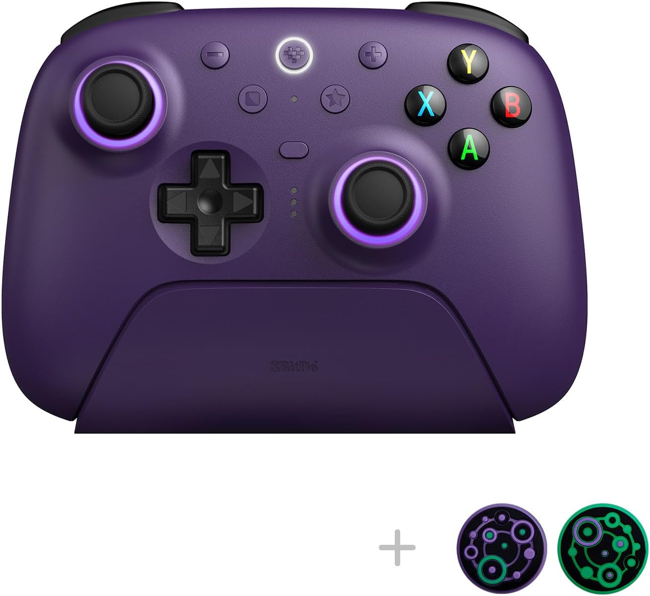 8Bitdo Ultimate 2 Wireless Gaming Controller with TMR Joysticks, Switchable Hall Effect/Tactile Triggers, 8Speed Wireless Tech, Charging Dock, RGB Fire Ring for PC & Android - Purple - Windows