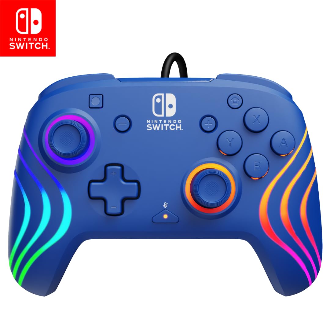PDP Afterglow Wave Wireless RGB Gaming Controller - Nintendo Switch/Switch Lite/Switch - OLED Model, Nintendo Switch 2, LED Lighting, Rechargeable Battery - White