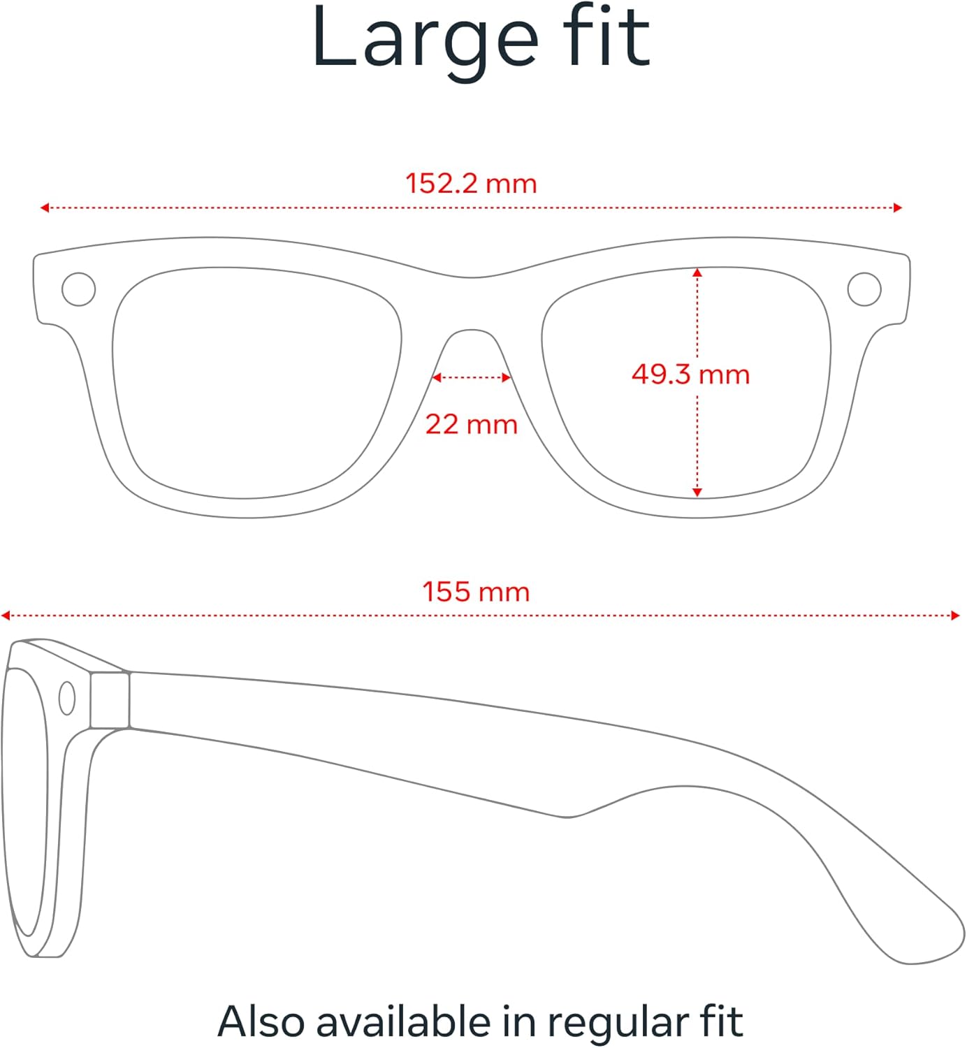 Ray-Ban Meta Glasses, Wayfarer Large - Shiny Black/G15 Green