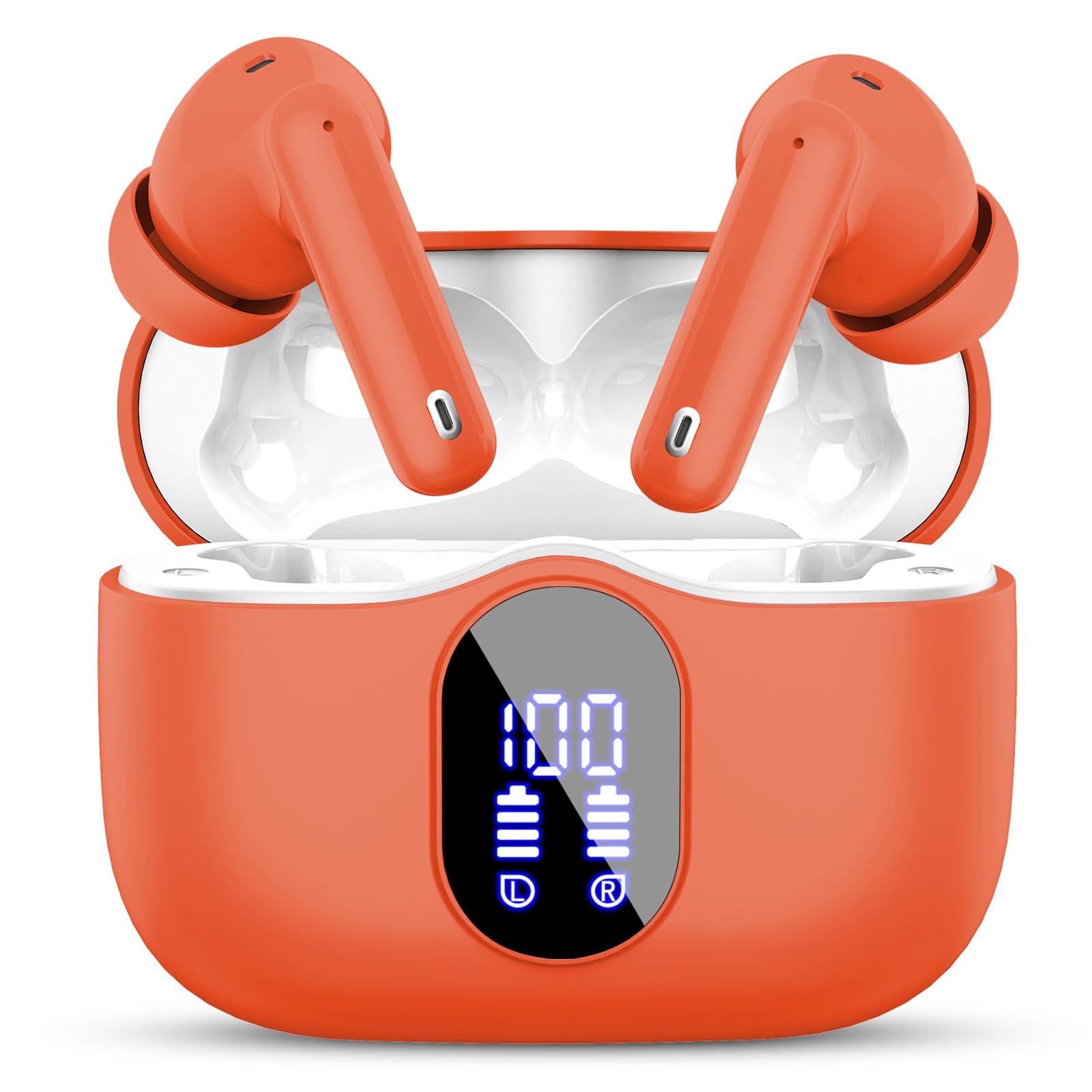 Écouteurs sans fil, écouteurs Bluetooth 5.4 avec Hifi Stéréo et micro antibruit ENC, étanchéité IP7, écouteurs intra-auriculaires à affichage numérique à DEL, à commande tactile, noir