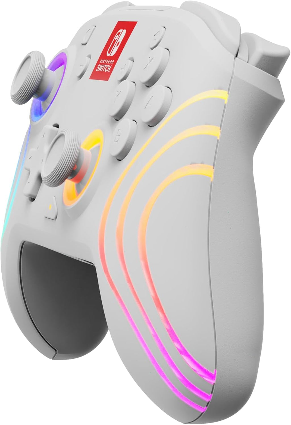 PDP Afterglow Wave Wireless RGB Gaming Controller - Nintendo Switch/Switch Lite/Switch - OLED Model, Nintendo Switch 2, LED Lighting, Rechargeable Battery - White