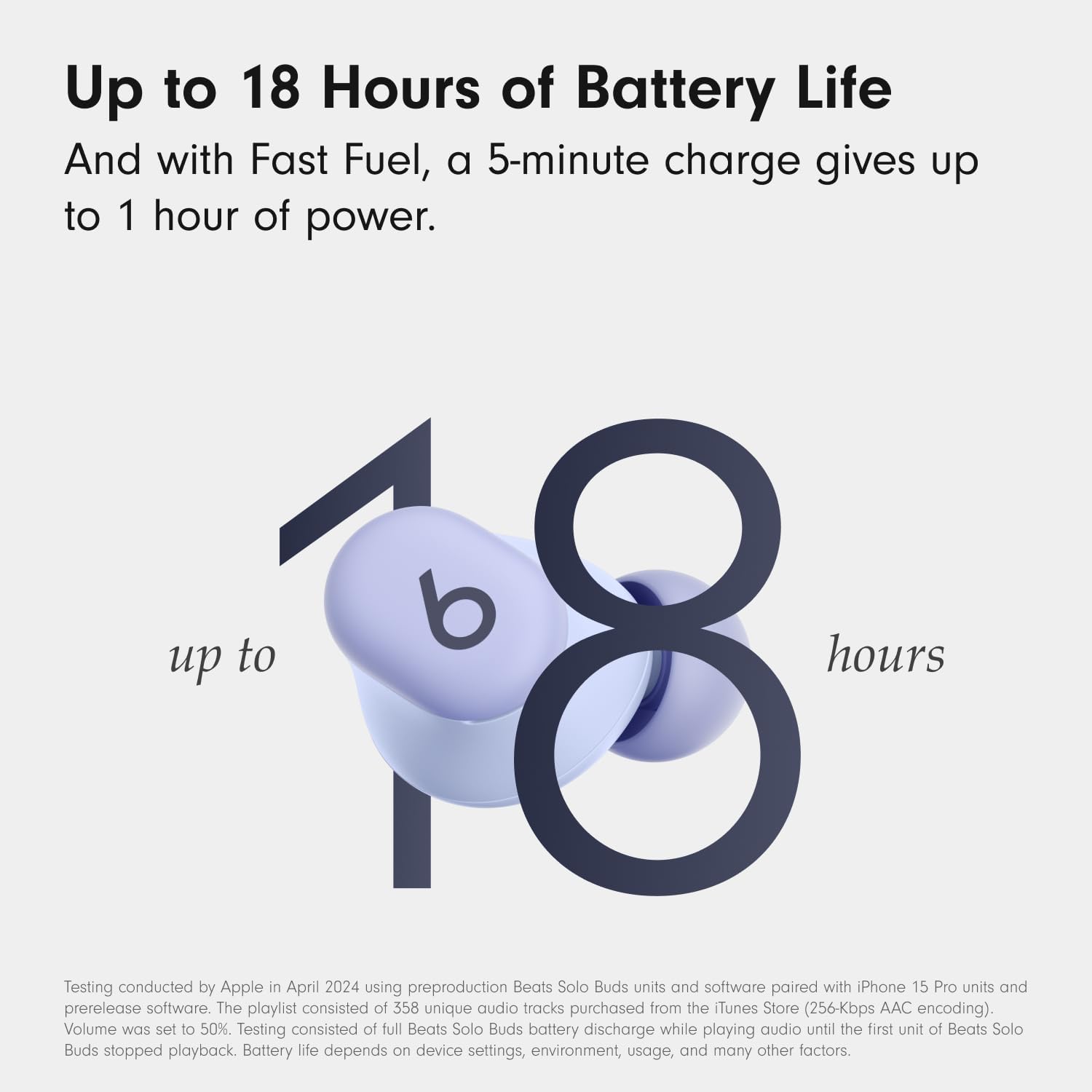 Beats Solo Buds – Écouteurs Bluetooth sans fil | 18 heures d'autonomie | Compatibilité Apple et Android | Microphone intégré – Violet arctique