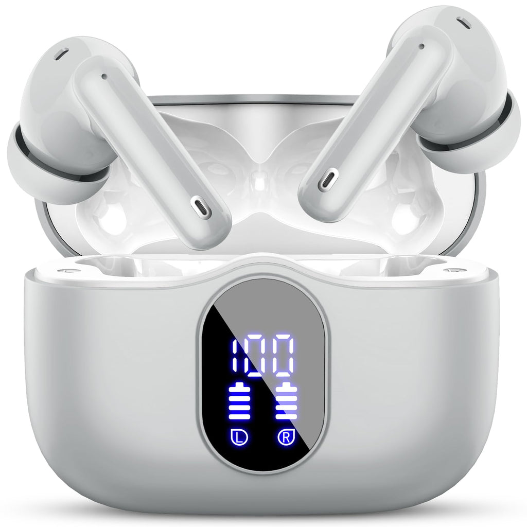 Écouteurs sans fil, écouteurs Bluetooth 5.4 avec Hifi Stéréo et micro antibruit ENC, étanchéité IP7, écouteurs intra-auriculaires à affichage numérique à DEL, à commande tactile, noir