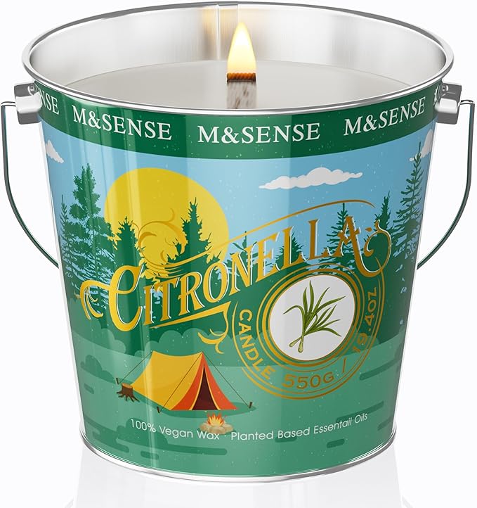 M&SENSE Grande bougie à la citronnelle 550g - 110h de combustion