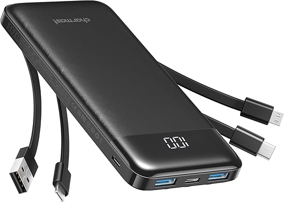 Charmast Batterie externe 10000mAh – USB-C, 6 sorties, écran LED, camping et voyage - La fille du nord