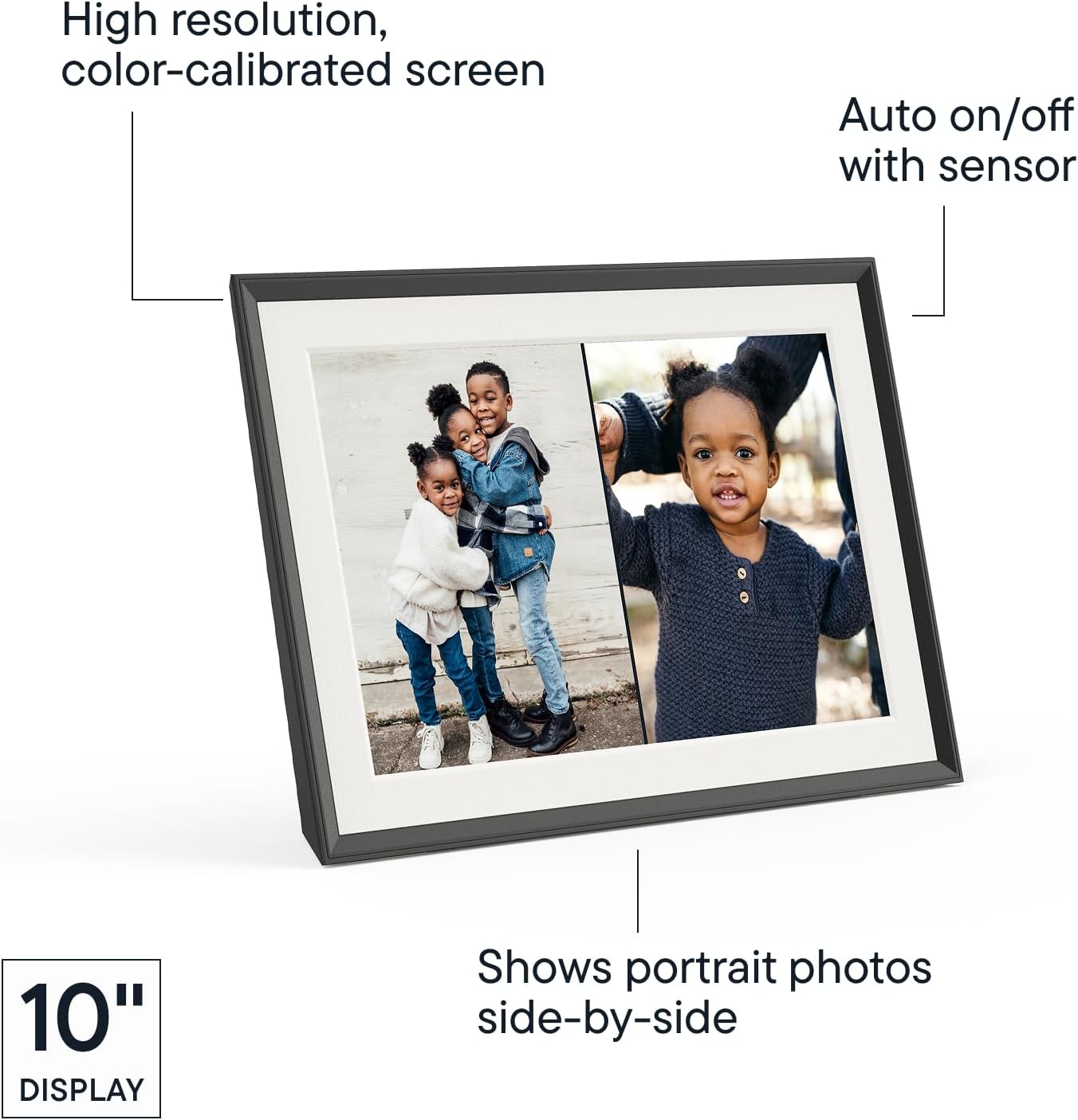 Aura Carver Mat WiFi Digital Picture Frame, 10.1”, Add Photos with Aura App, Free Unlimited Storage - Easy to Use - Plays Videos - The Best Digital Photo Frame - Gravel with White Mat