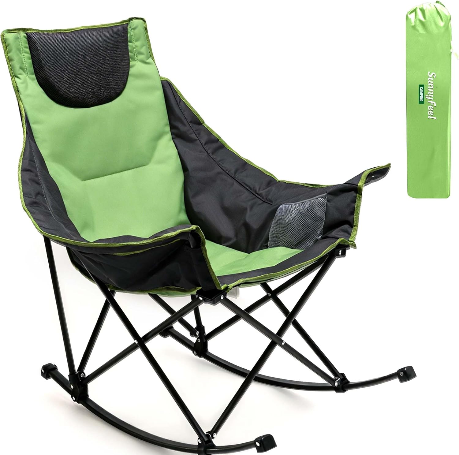 SUNNYFEEL Chaise à bascule de camping pour adultes – Inclinable, rembourrée & surdimensionnée - La fille du nord
