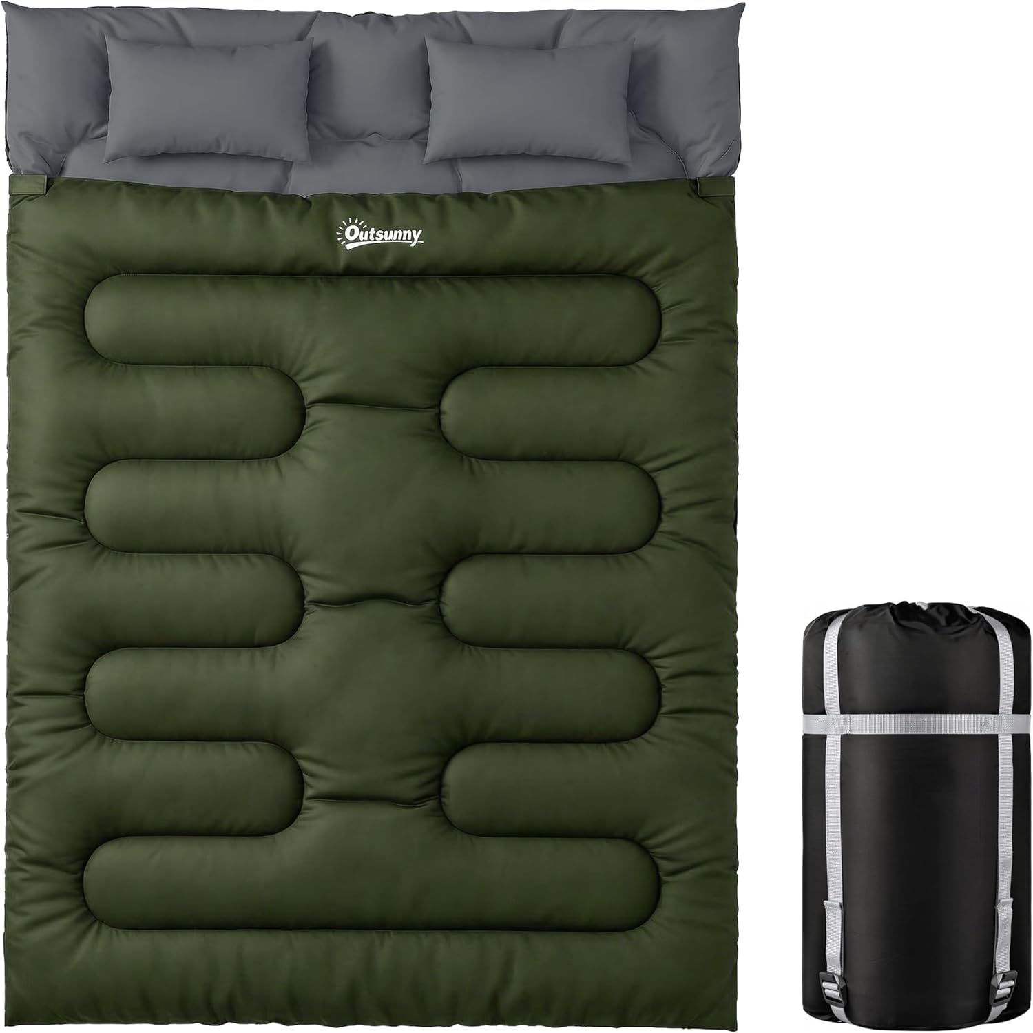 Sac de couchage double Outsunny – 2 personnes avec 2 oreillers