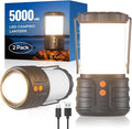 Pack de 2 Lanternes LED Camping 5000mAh – Rechargeable, IPX4, 3 Couleurs