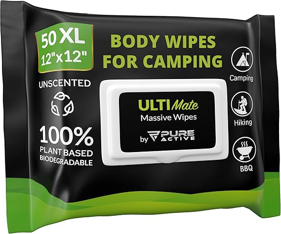Lingettes de camping Pure Active – 50 XL 30,5 x 30,5 cm