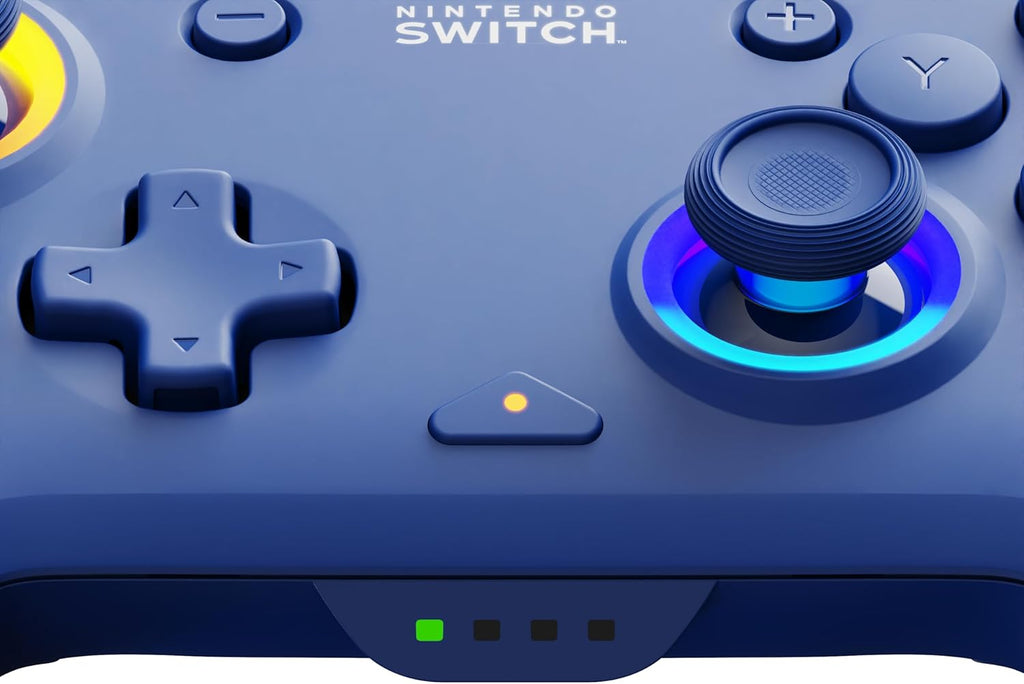 PDP Afterglow Wave Wireless RGB Gaming Controller - Nintendo Switch/Switch Lite/Switch - OLED Model, Nintendo Switch 2, LED Lighting, Rechargeable Battery - Blue