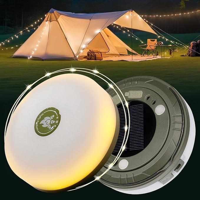 RISEMART Guirlande lumineuse de camping 10m – Solaire, étanche, 5 modes d'éclairage - La fille du nord