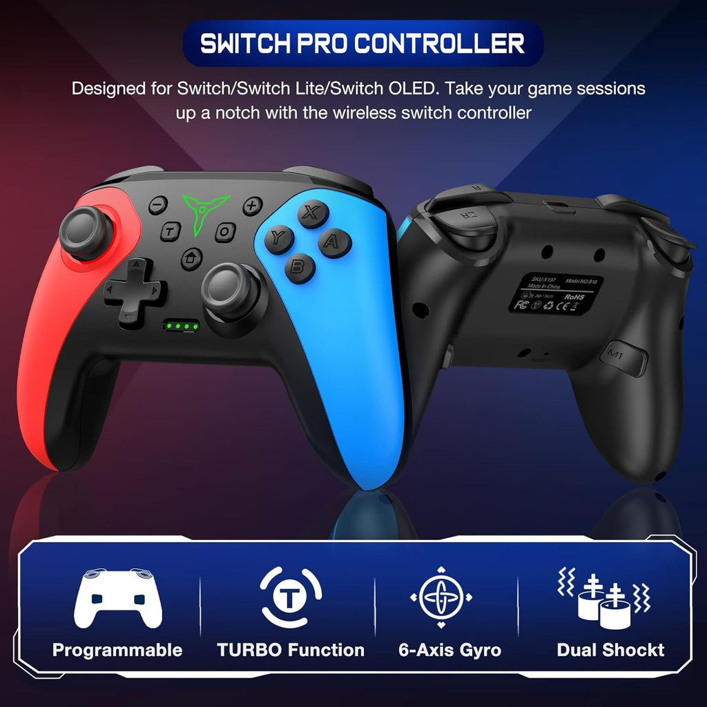 Wireless Switch Controller for Nintendo Switch/Switch 2/Lite/OLED Controller, Switch Controller with a Mouse Touch Feeling on Back Buttons, Extra Switch Pro Controller with Wake-up,Programmable, Turbo Function, Christmas Gifts