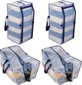 VENO – Lot de 4 sacs de déménagement avec sangles de sac à dos, couvercles, poignées robustes, fermetures éclair (transparent)