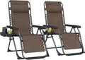 Outsunny Zero Gravity – Lot de 2 chaises longues pliantes avec porte-gobelet