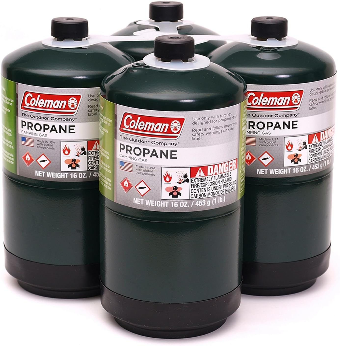 Coleman - Lot de 4 bouteilles de carburant propane 473 g