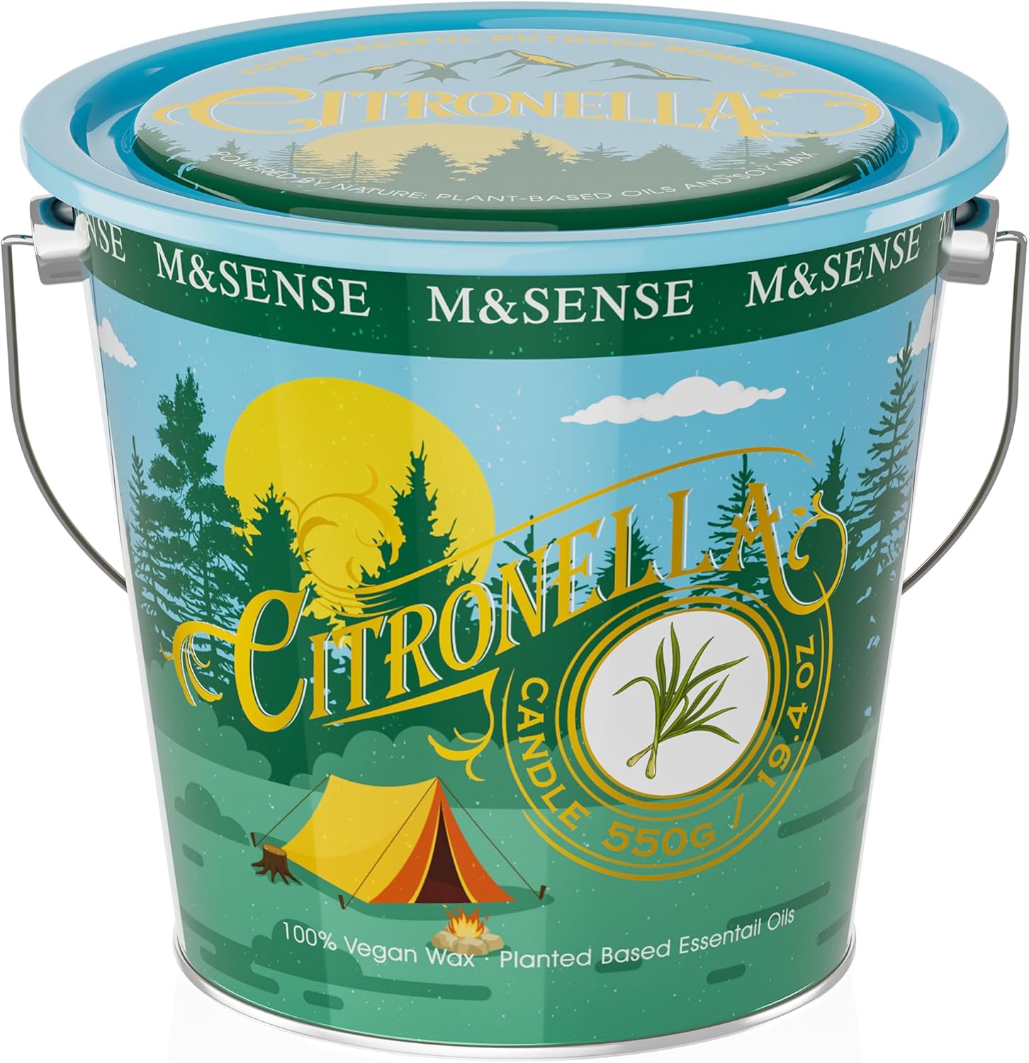 M&SENSE Grande bougie à la citronnelle 550g - 110h de combustion - La fille du nord
