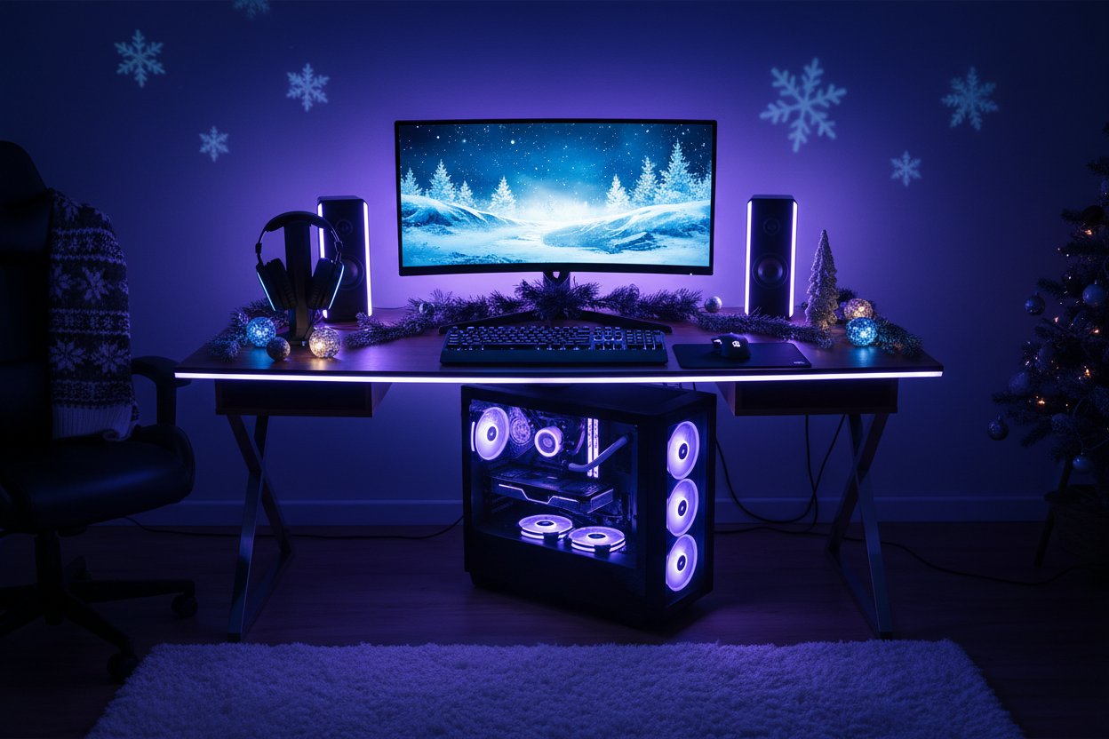 image pour multimedia bleu et mauve pour gamer pour noel